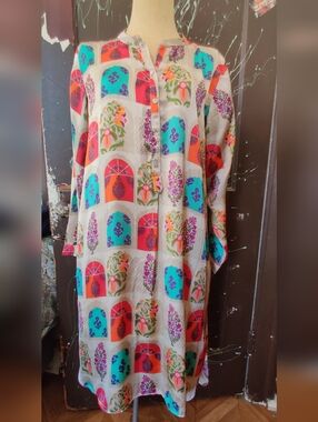 Limelight Multicolor Floral Window-Print Tunic Dress